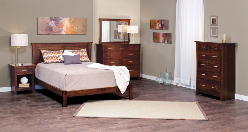 Garrett Sleep Collection – Shown in Cherry-Mocha Nut.  Entire collection available in our Express and Quickship Program in Cherry wood