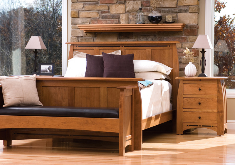 Aspen Sleep collection – Shown in Cherry-Gold Dust with Ebony wood inlay. Available in Express and QuickShip