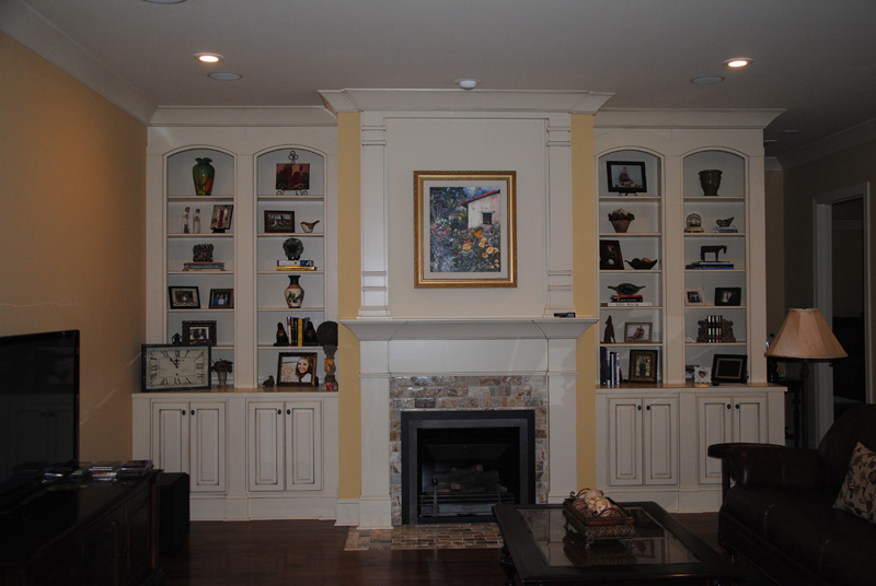 painted Bookcases and double mantle