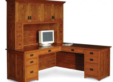 Prairie Mission L-Shape desk with Prairie Mission Hutch top